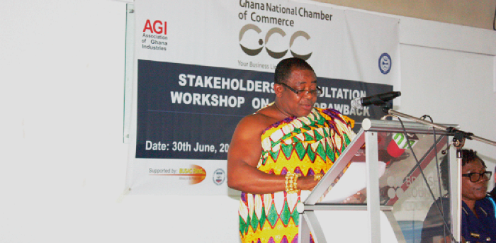 Nana Dr Appiagyei Dankawoso I, President of GNCC, addressing participants in the workshop